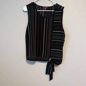 Vince Camuto Side Tie Black and White Striped Sleeveless Top